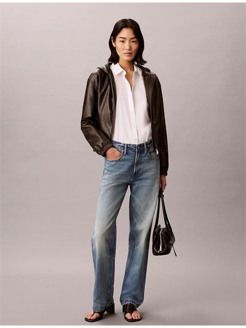 cropped hooded faux leather jack CALVIN KLEIN JEANS | LV047G516GTO2